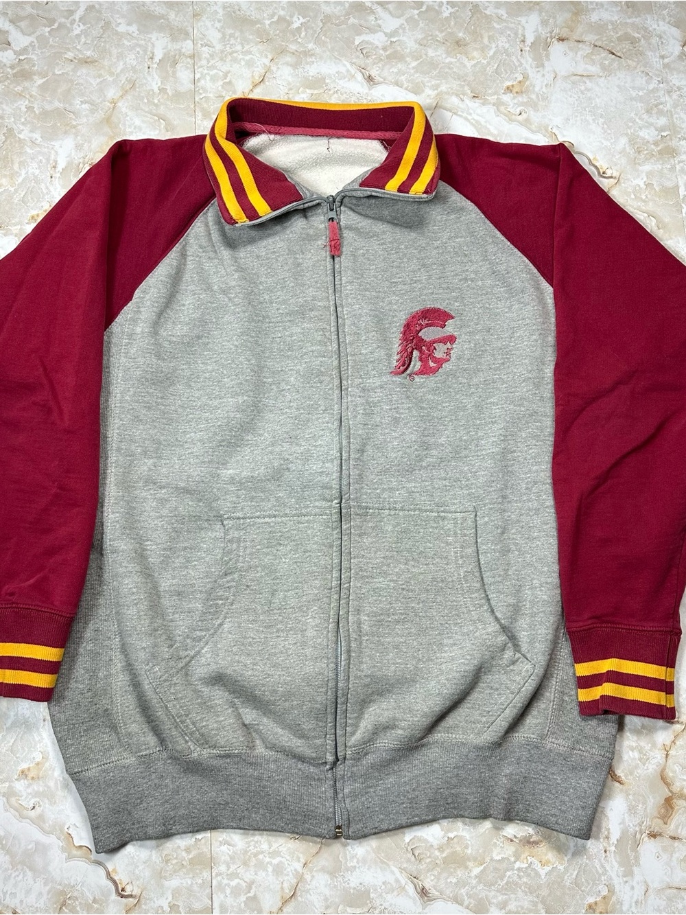 Vintage USC Trojans Full Zip Sweatshirt Men’s Size XL Gray Embroidered Y2K